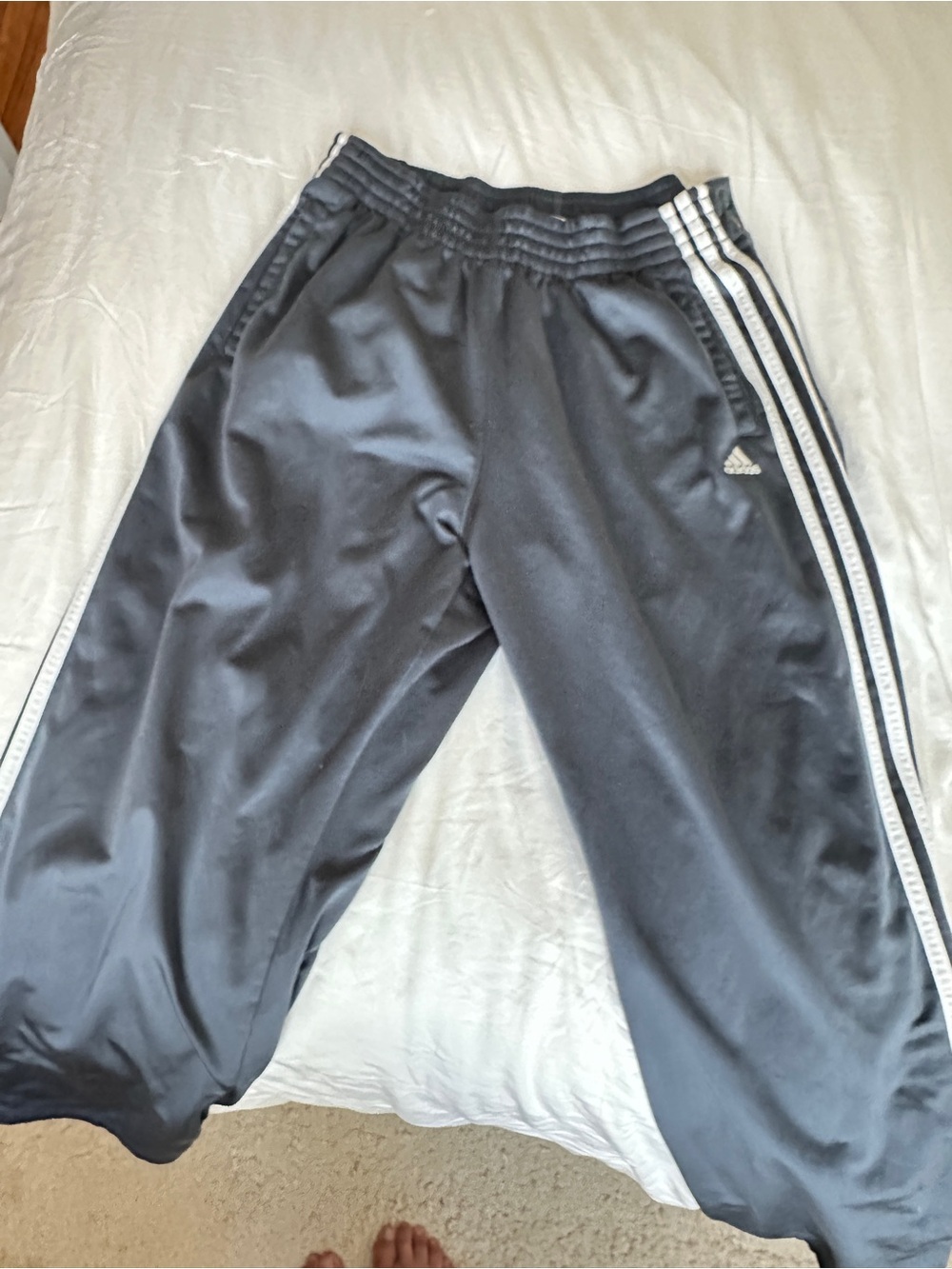 Vintage adidas tearaways - gray Sweatpants with White Side Stripes